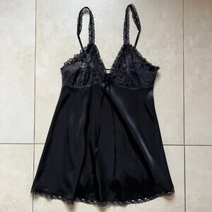 Victoria's Secret Black Lace Babydoll Slip Dress Size M